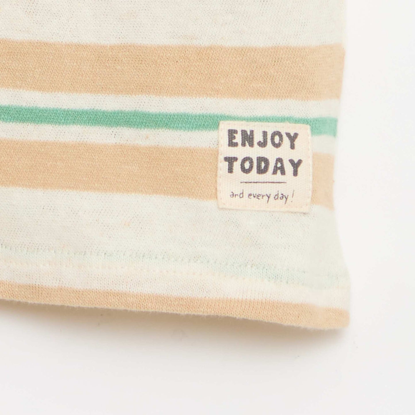 Striped cotton and linen jersey T-shirt BEIGE