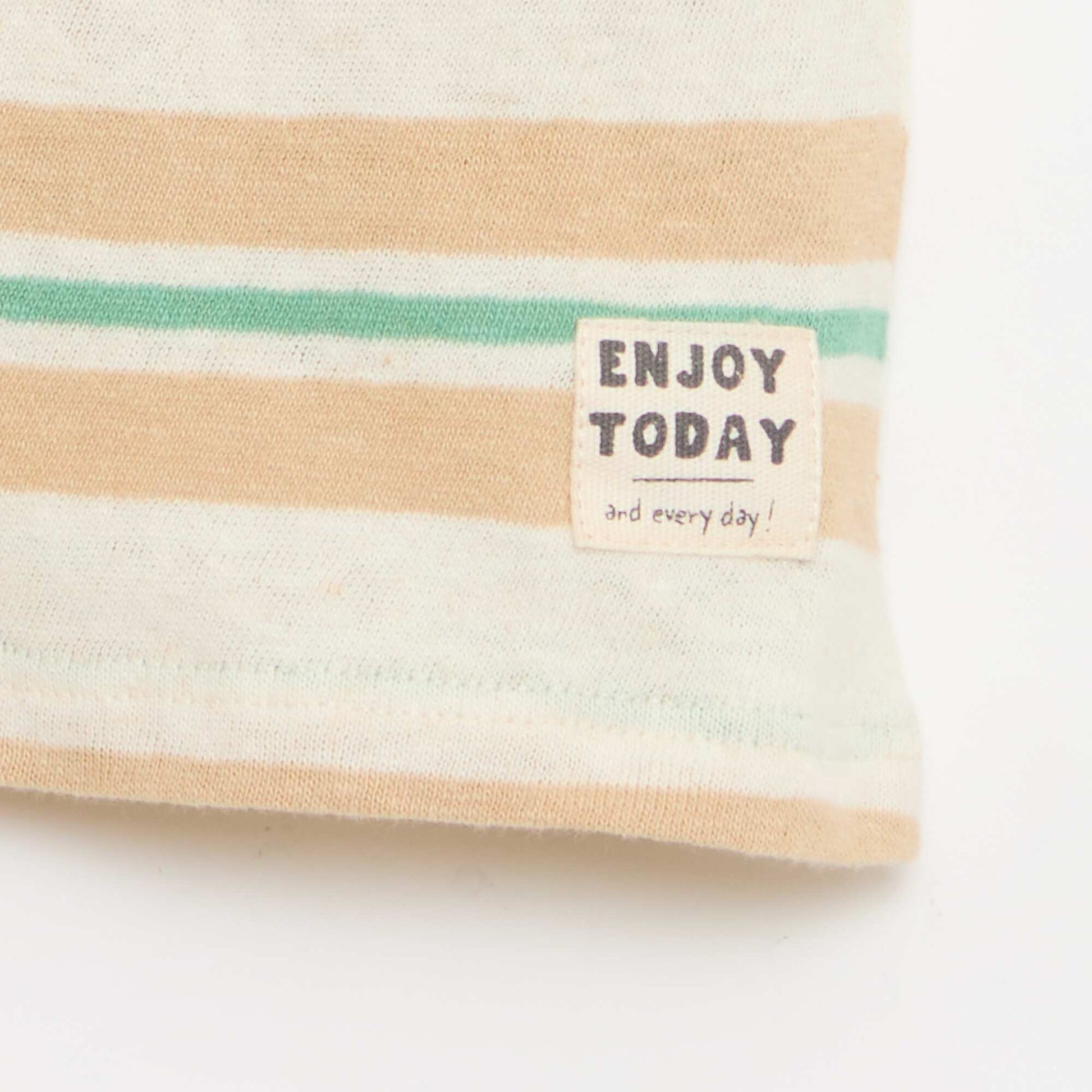 Striped cotton and linen jersey T-shirt BEIGE