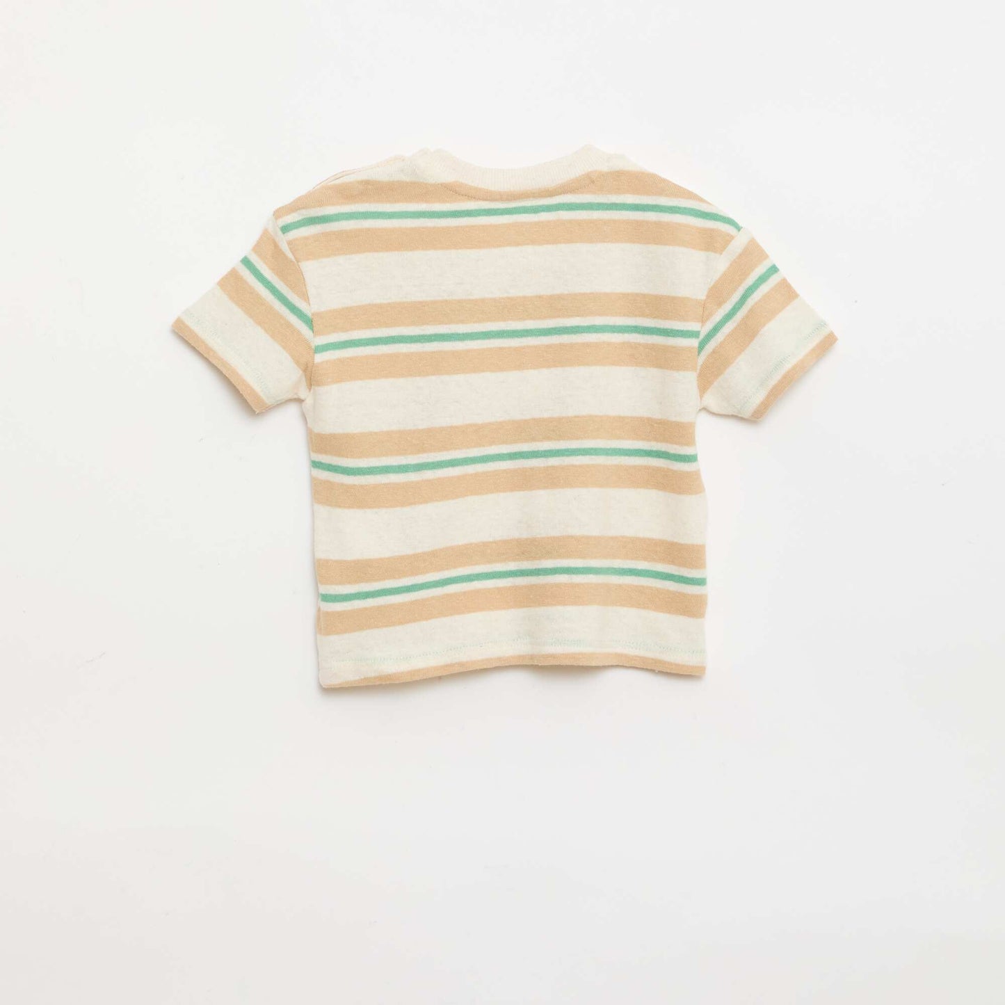 Striped cotton and linen jersey T-shirt BEIGE