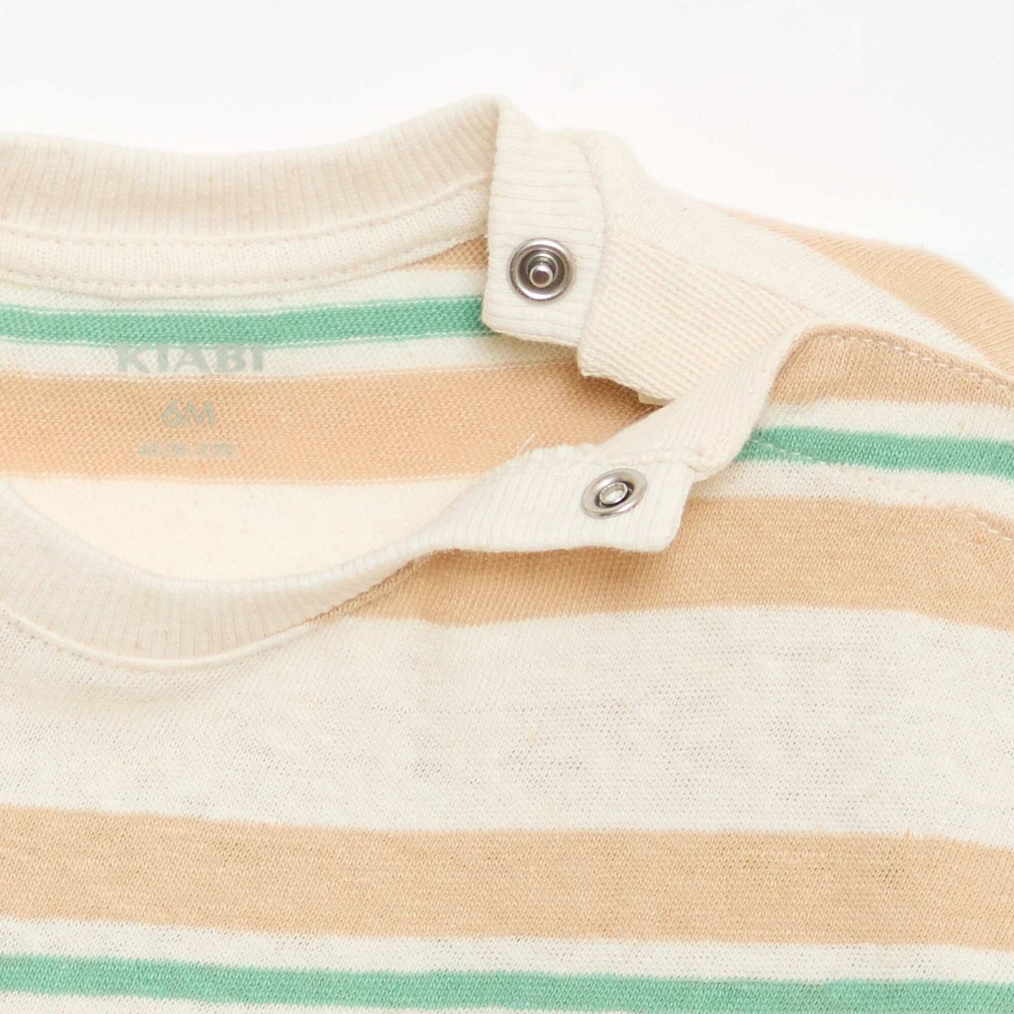Striped cotton and linen jersey T-shirt BEIGE