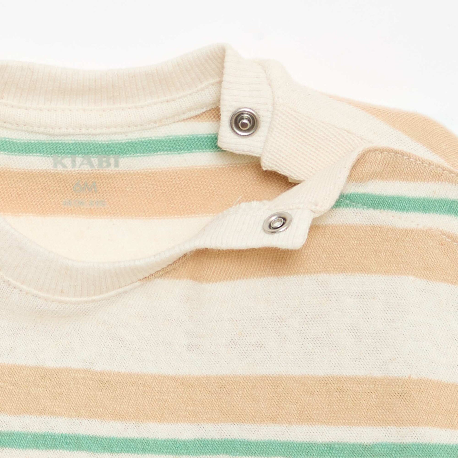 Striped cotton and linen jersey T-shirt BEIGE
