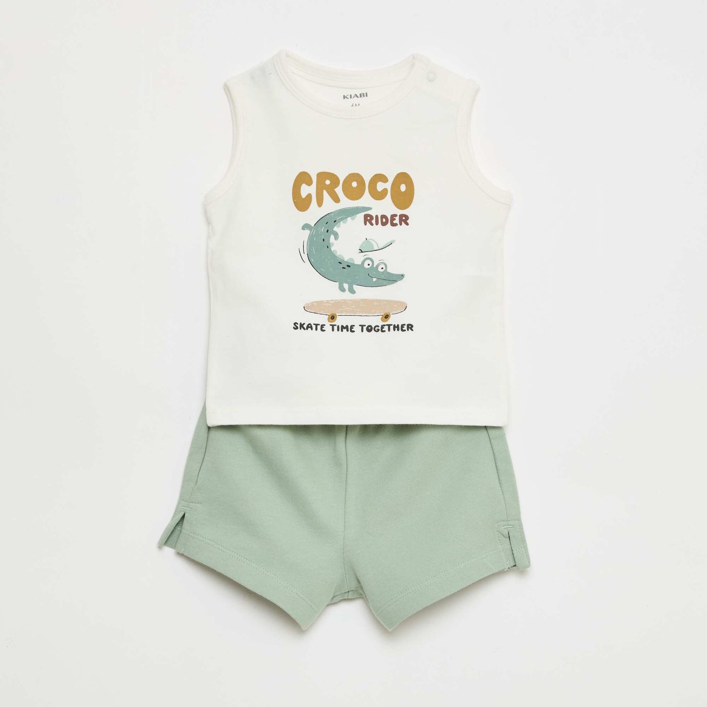 2-Piece Tank Top & Shorts Set WHITE