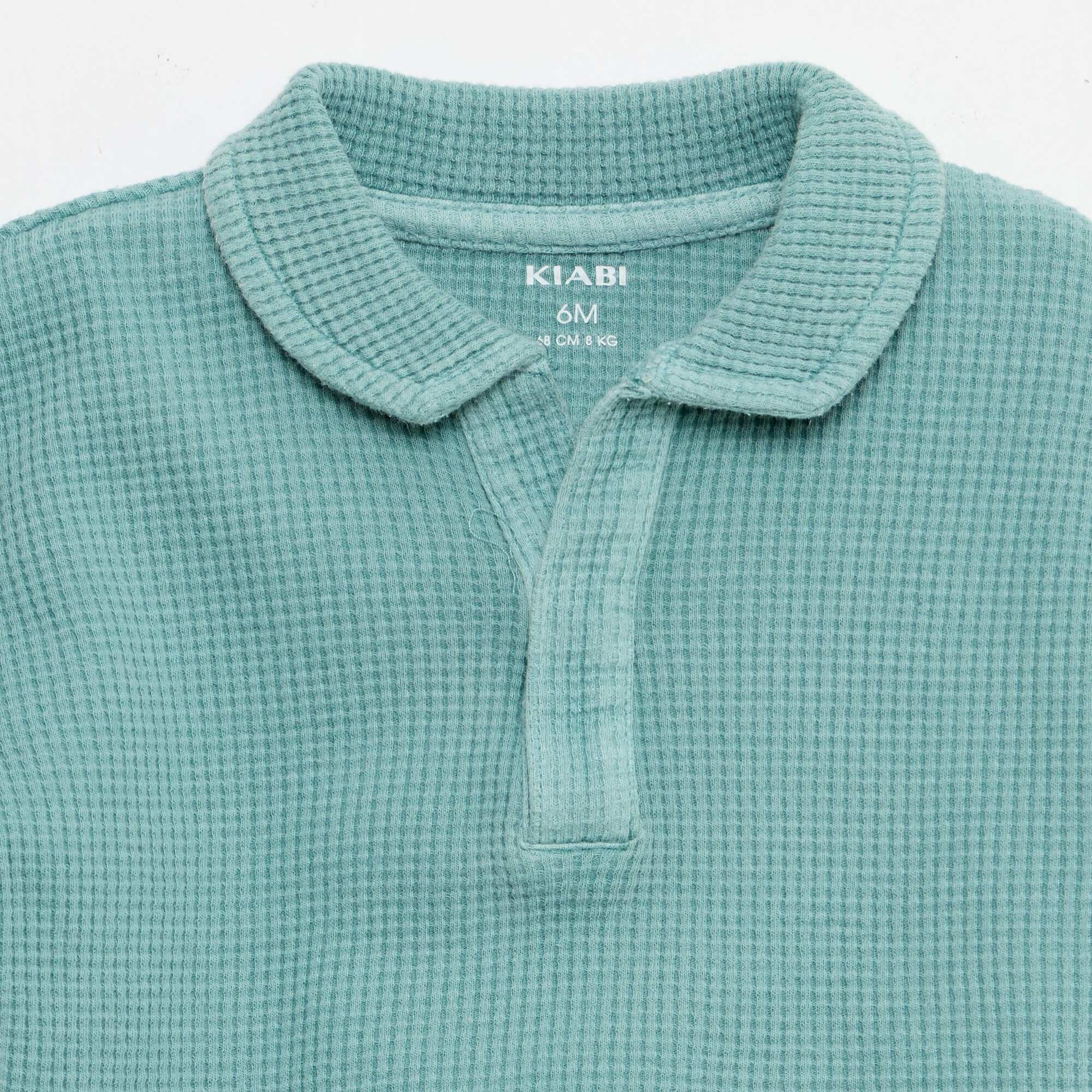 2-piece Waffle Knit Polo and Shorts Set BLUE