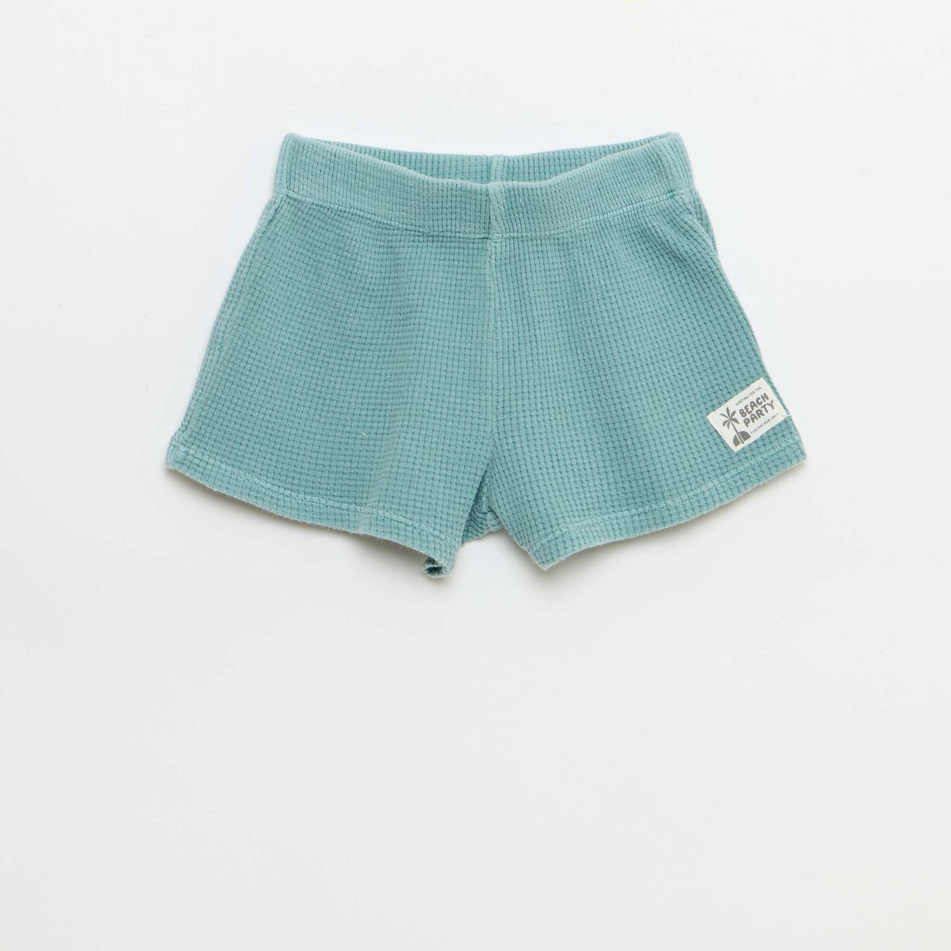 2-piece Waffle Knit Polo and Shorts Set BLUE