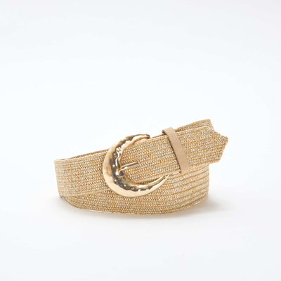 Flexible straw-look elastic belt BEIGE