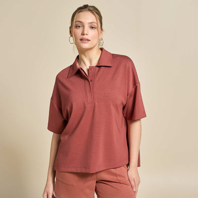 Oversized Sports Polo Shirt BROWN