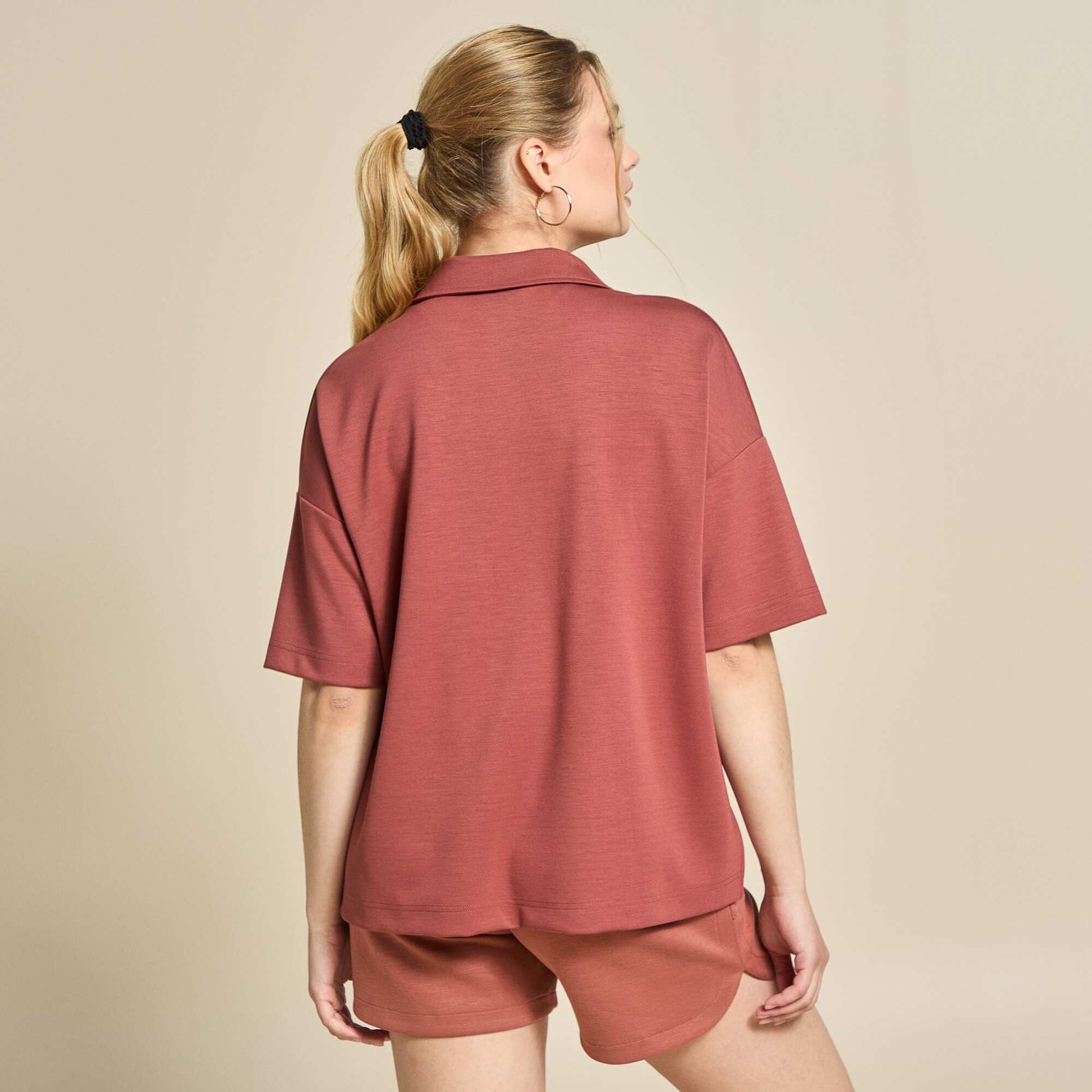 Oversized Sports Polo Shirt BROWN