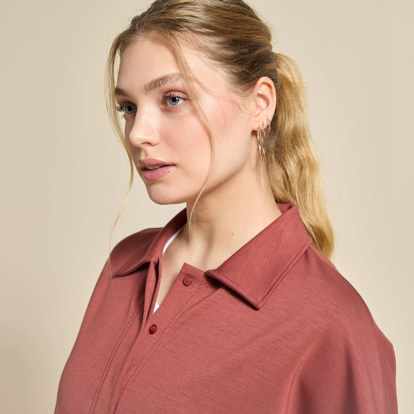 Oversized Sports Polo Shirt BROWN