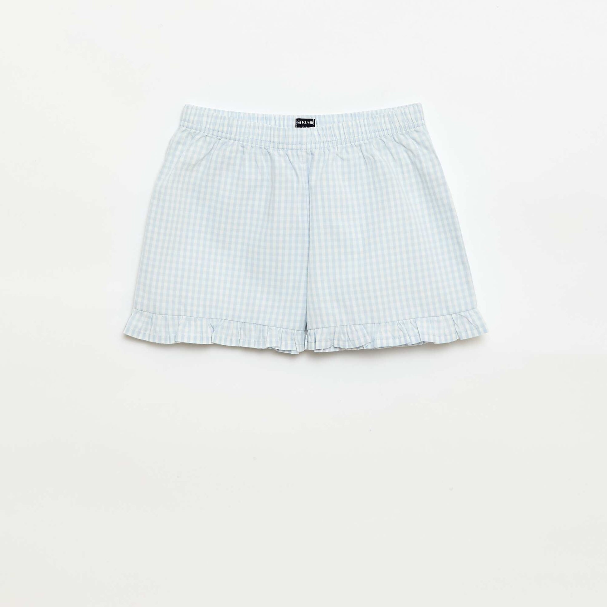 Gingham Print Short Pajama Set - 2 pieces WHITE