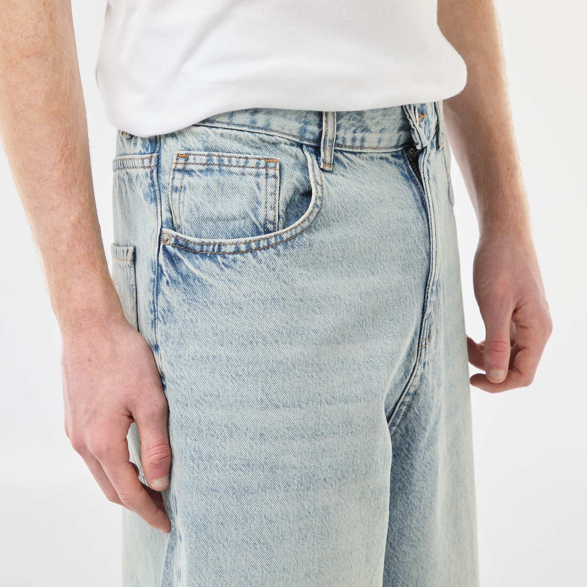 Baggy Denim Bermuda Shorts in Cotton BLUE