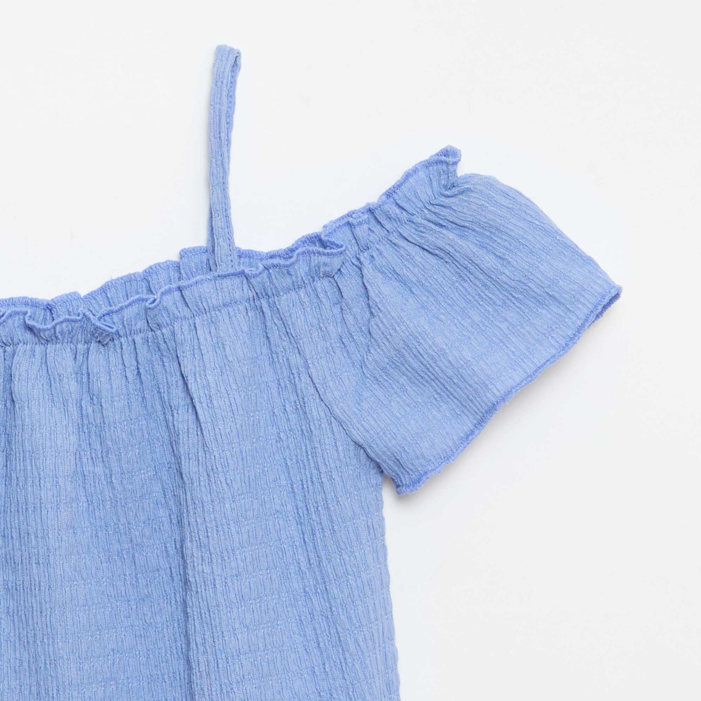 Smocked top with thin straps BLUE