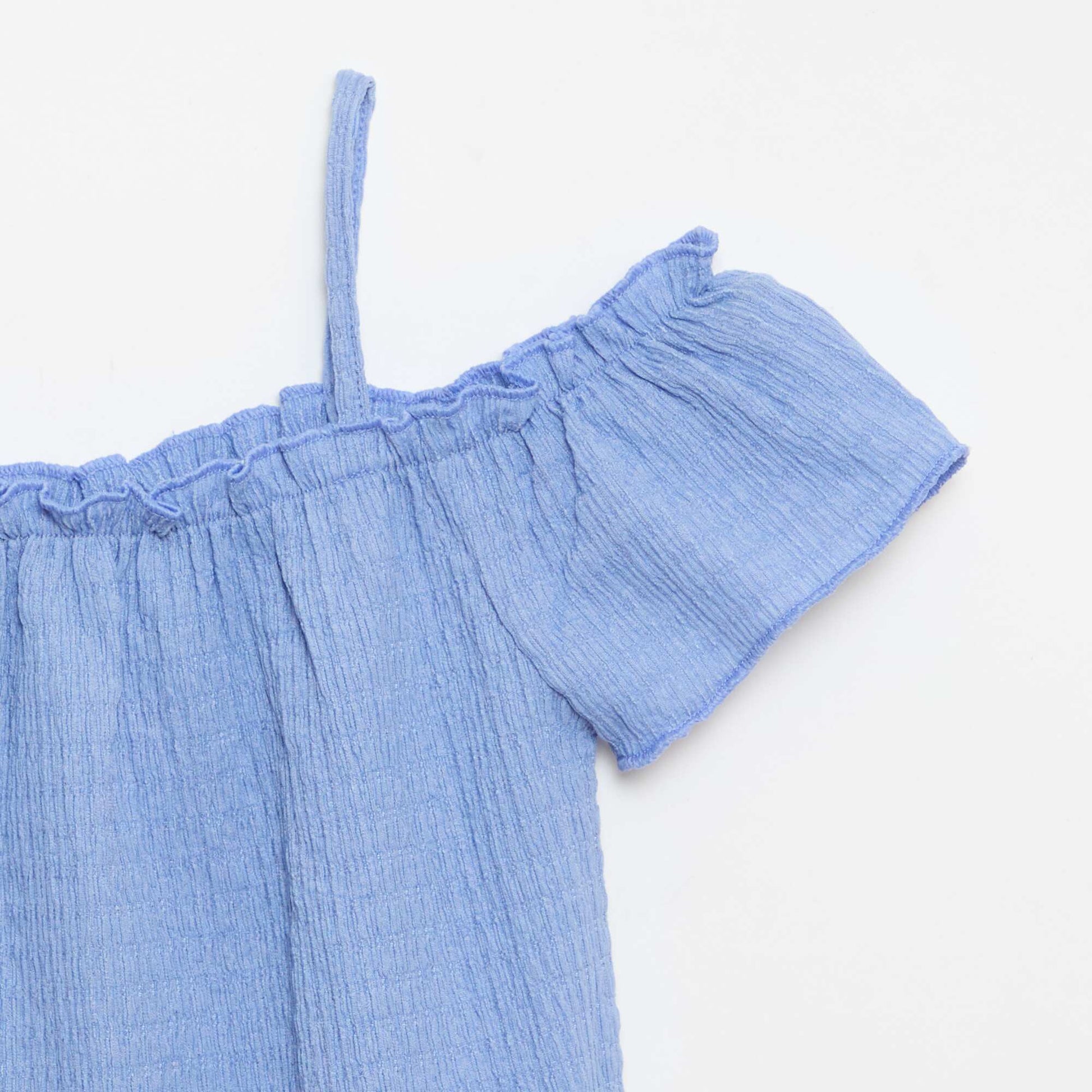 Smocked top with thin straps BLUE