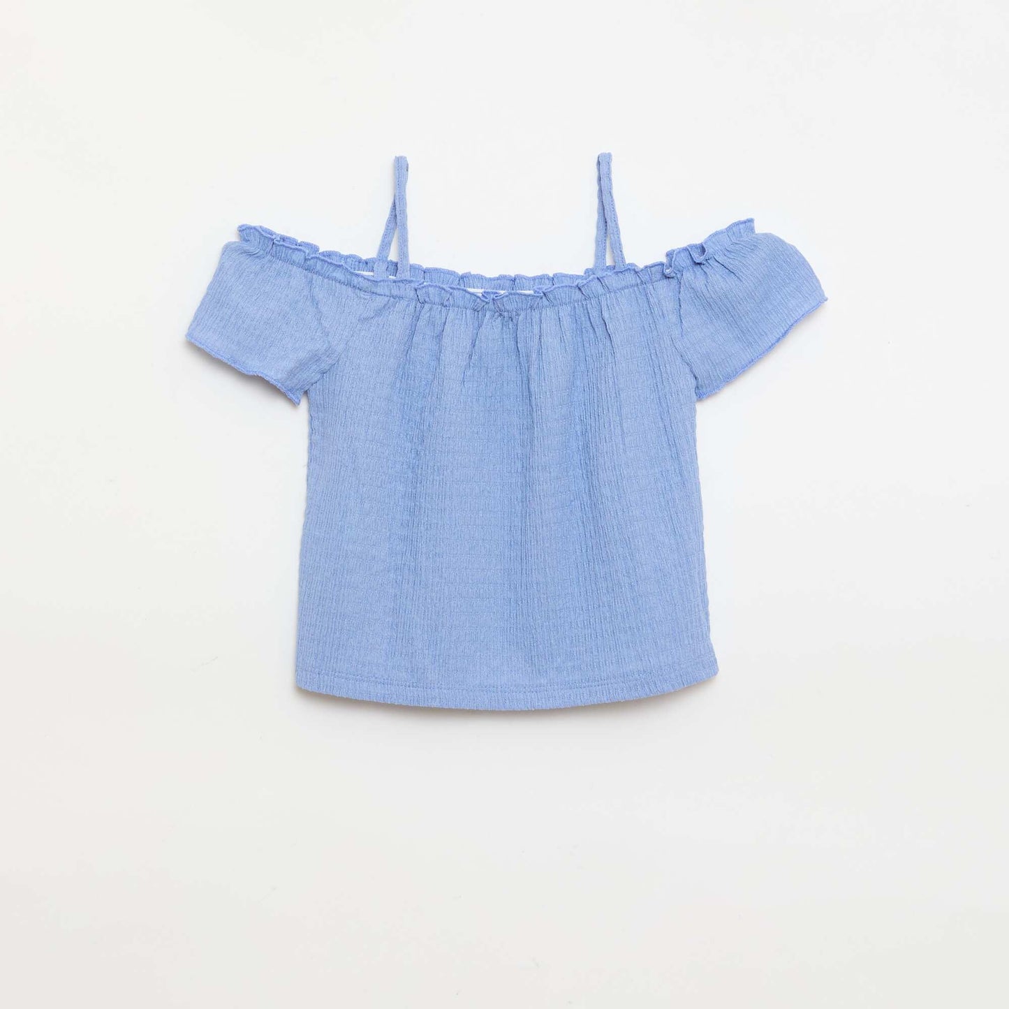 Smocked top with thin straps BLUE
