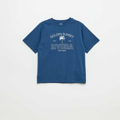 Printed short-sleeved T-shirt BLUE