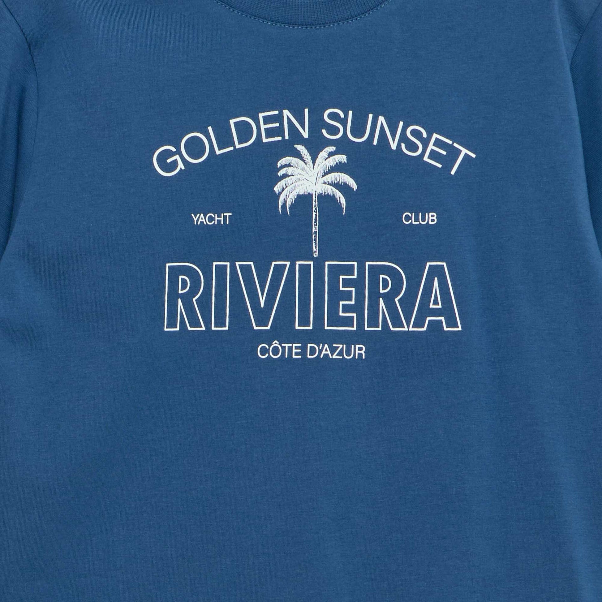 Printed short-sleeved T-shirt BLUE