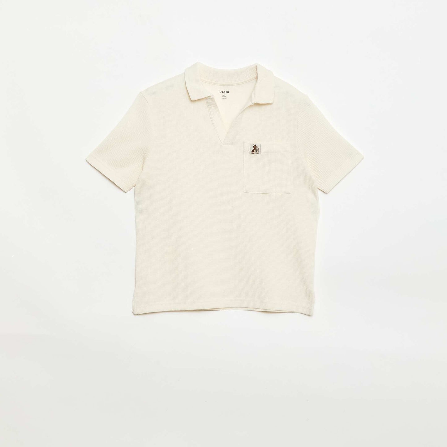 Honeycomb knit polo shirt WHITE