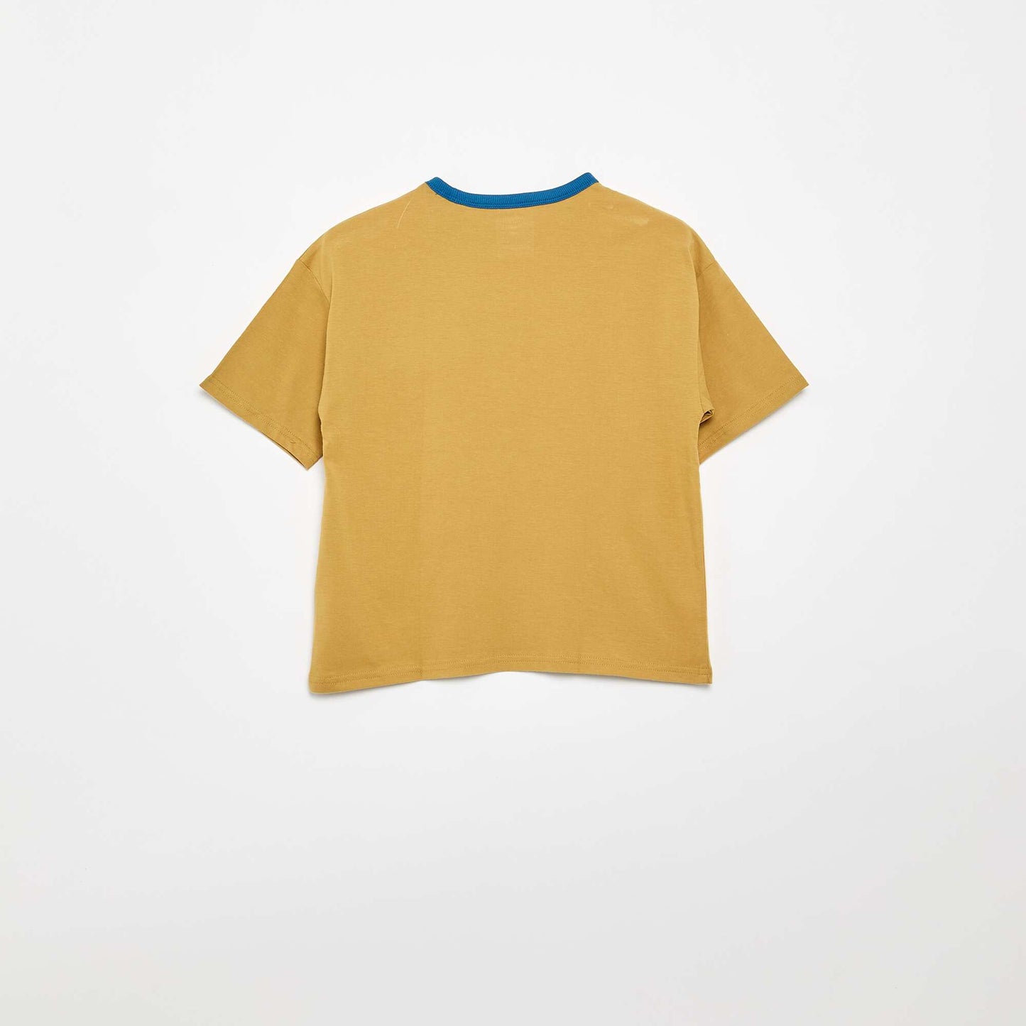 Short-Sleeve Patterned T-Shirt with Contrasting Trim KHAKI