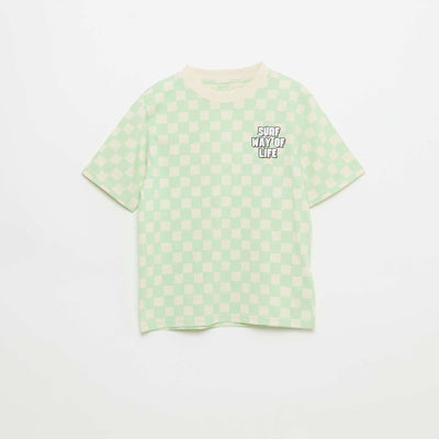 Short-sleeved graphic print T-shirt GREEN