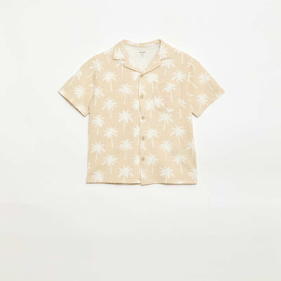 Short-sleeved honeycomb shirt BEIGE