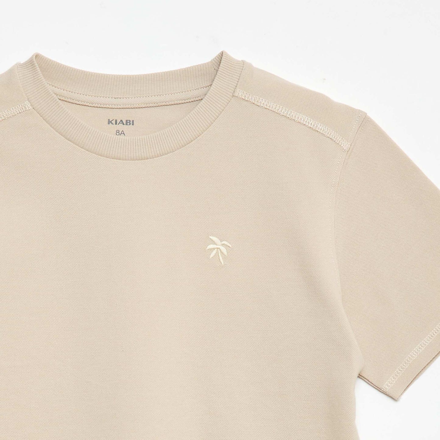 Cotton piqué t-shirt and shorts set BEIGE
