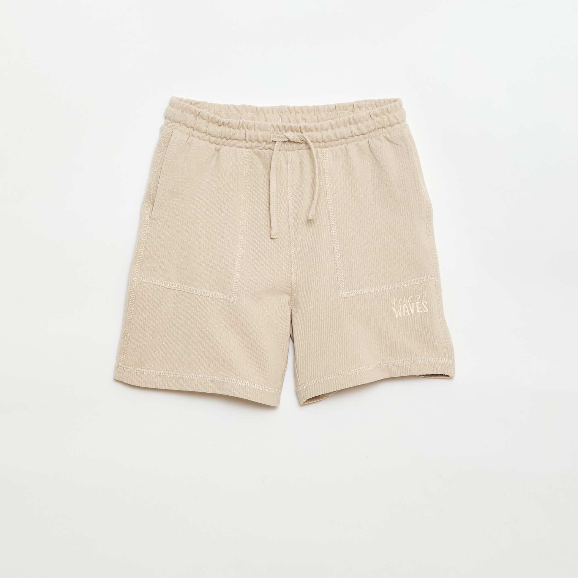 Cotton piqué t-shirt and shorts set BEIGE