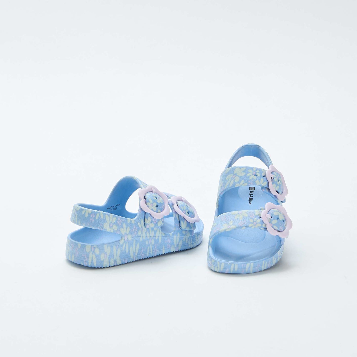 صندل بلاستيكي بنقشة زهور، أزرق