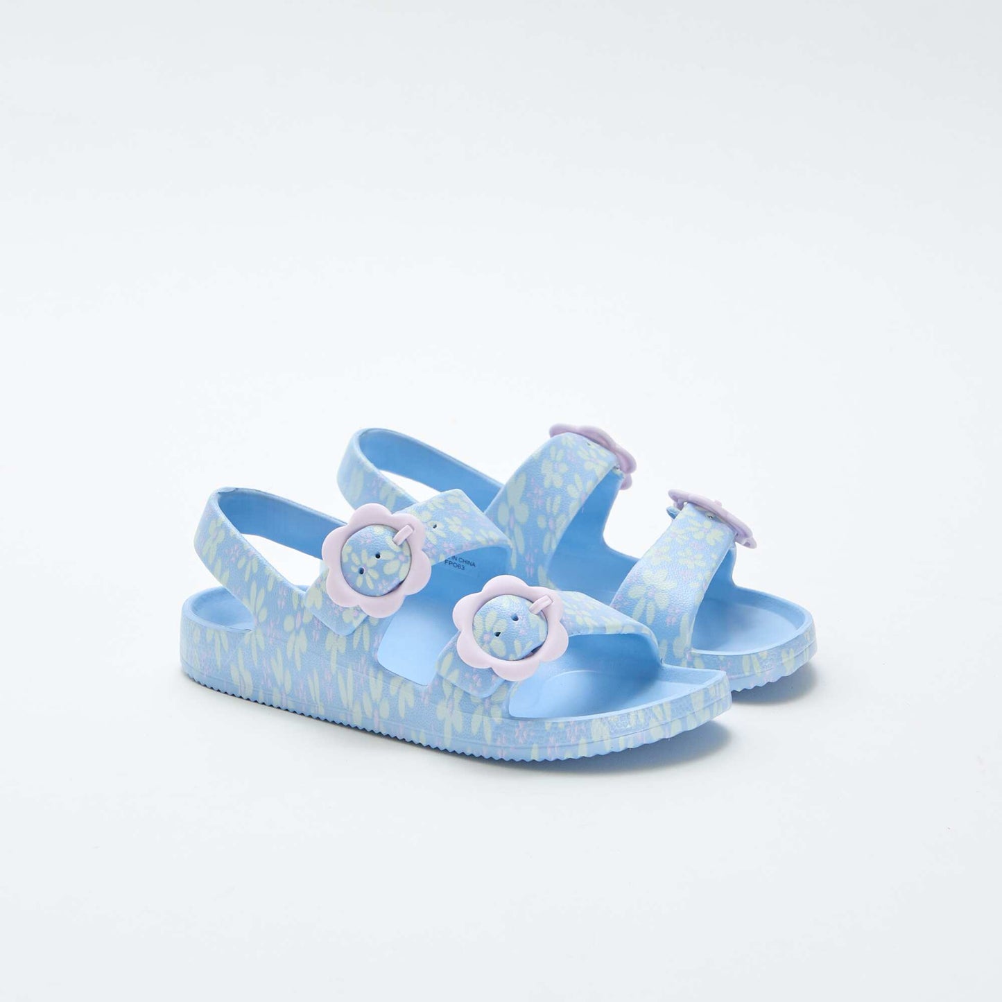 Floral print plastic sandals BLUE