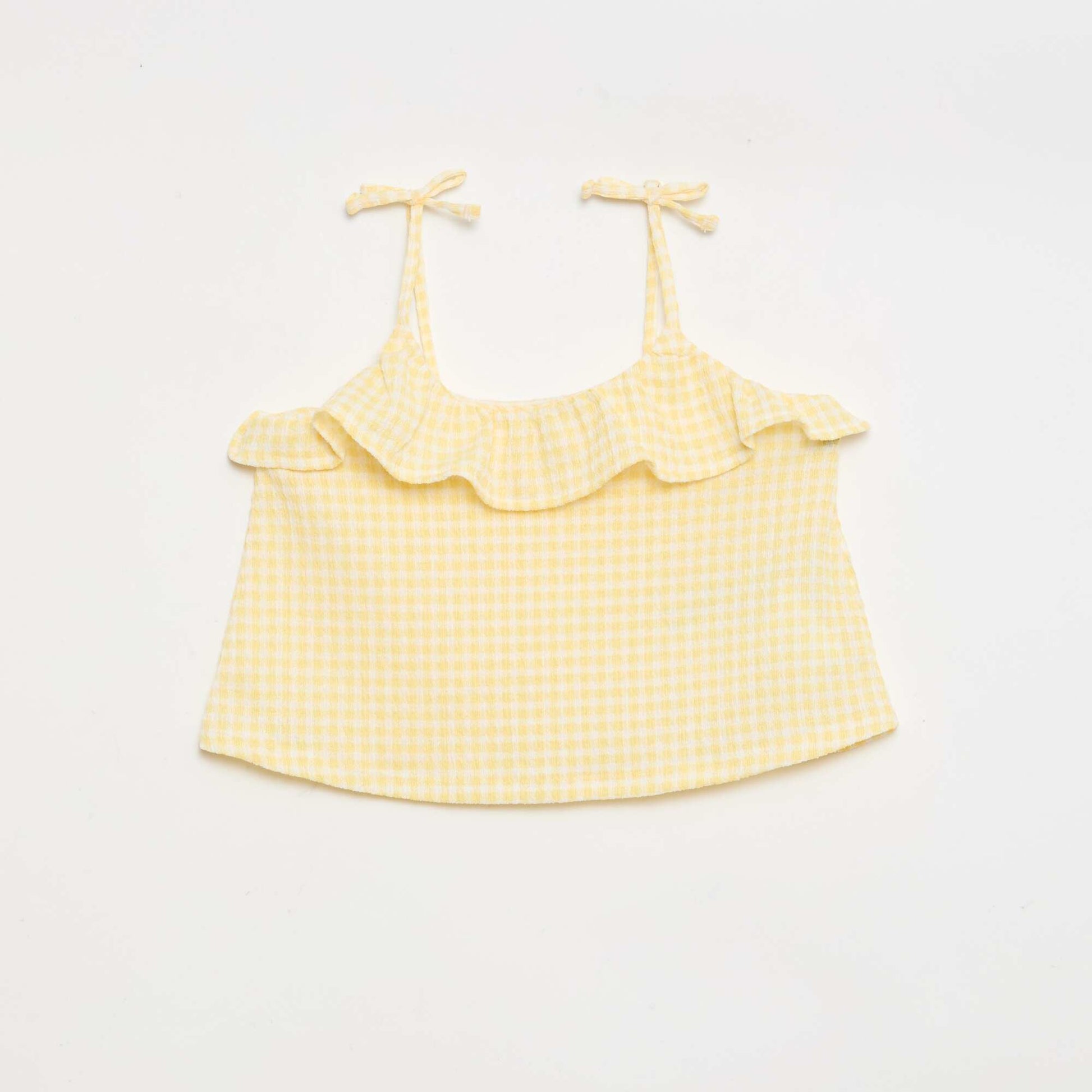 Gingham print shorts + tank top set - 2 pieces YELLOW