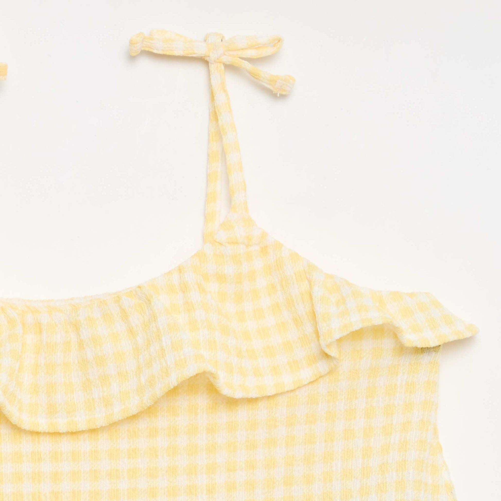 Gingham print shorts + tank top set - 2 pieces YELLOW