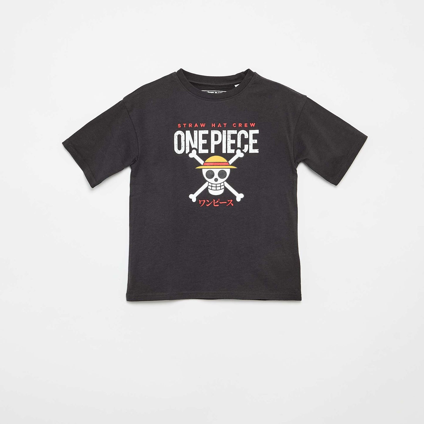 One Piece Short-Sleeve Printed Cotton T-Shirt BLACK