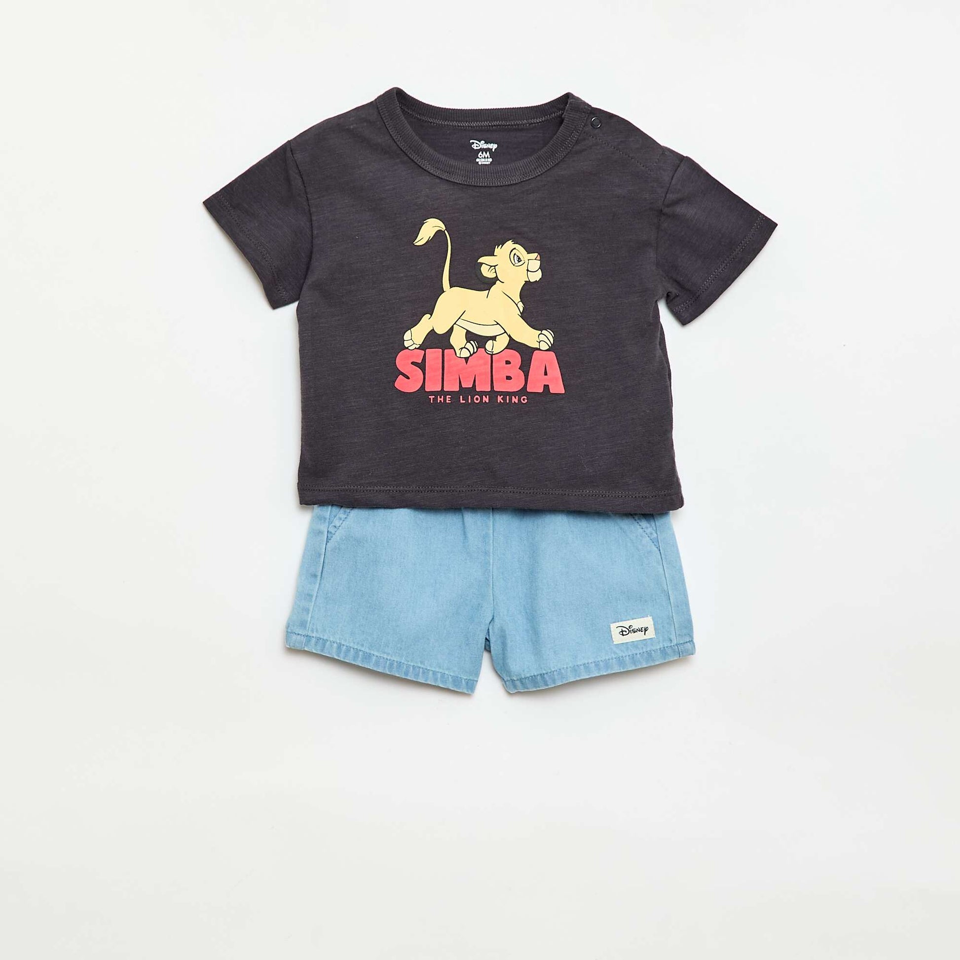Simba' Short T-shirt and Shorts Set - 2-Piece BLACK