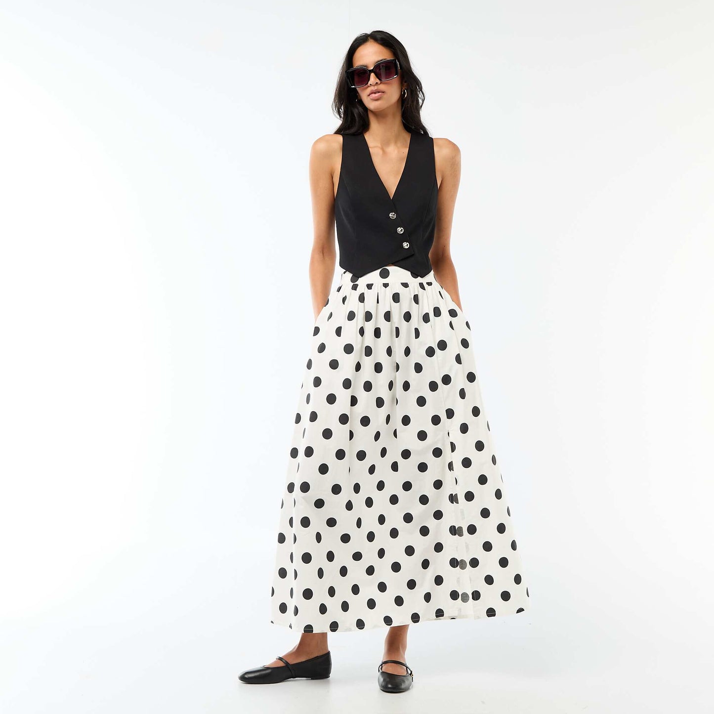 Asymmetrical Button-Front Suit Vest BLACK