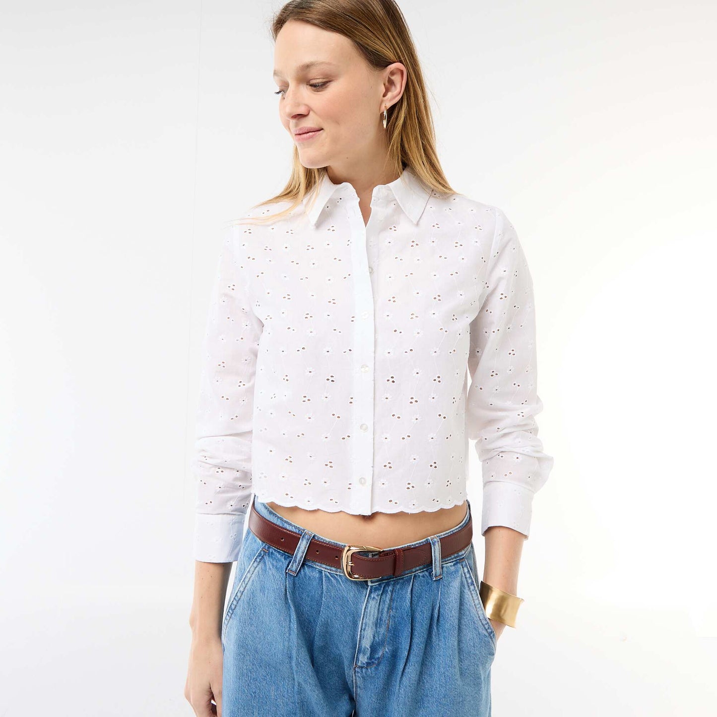 All-Over Embroidered Shirt WHITE