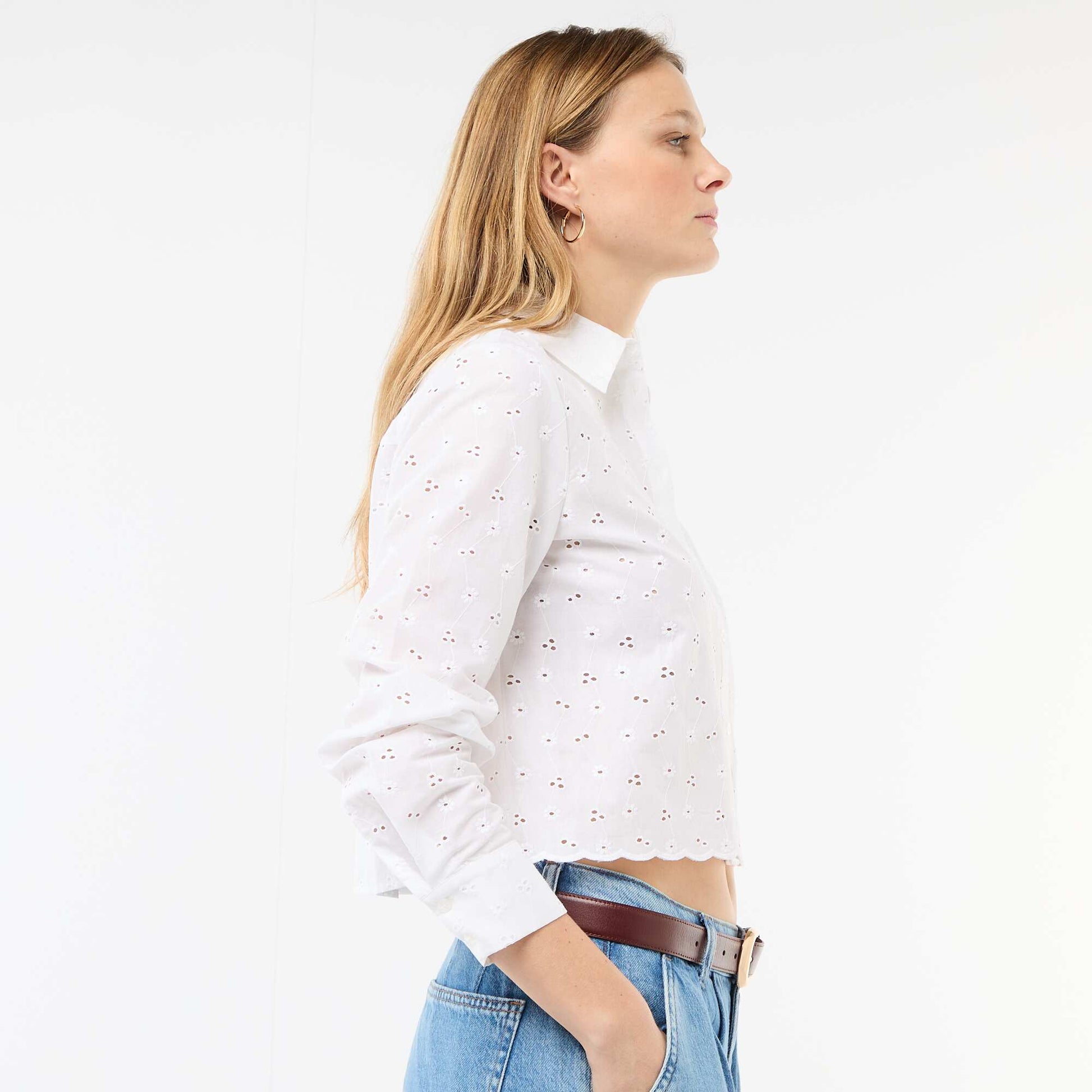 All-Over Embroidered Shirt WHITE