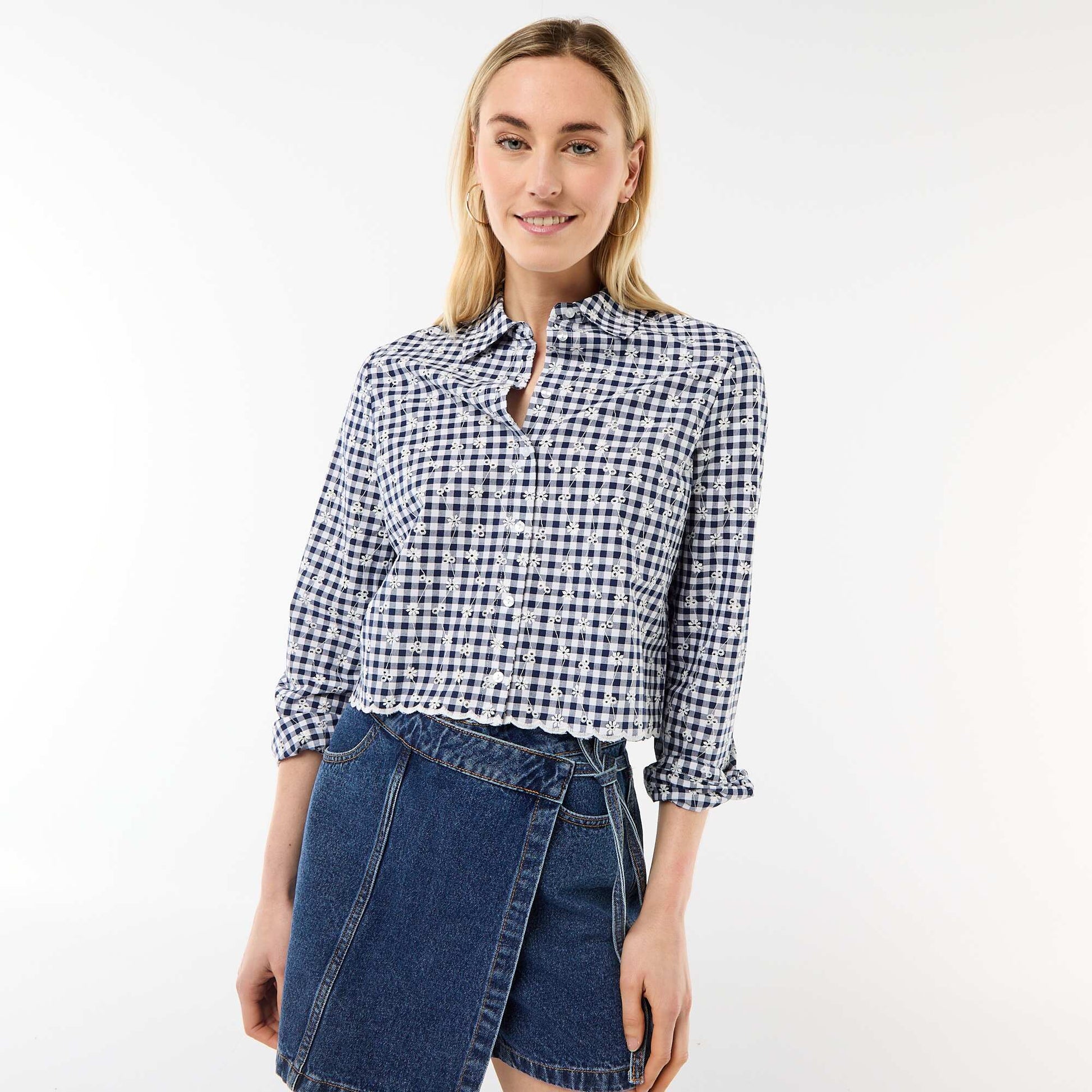 All-Over Embroidered Shirt BLUE