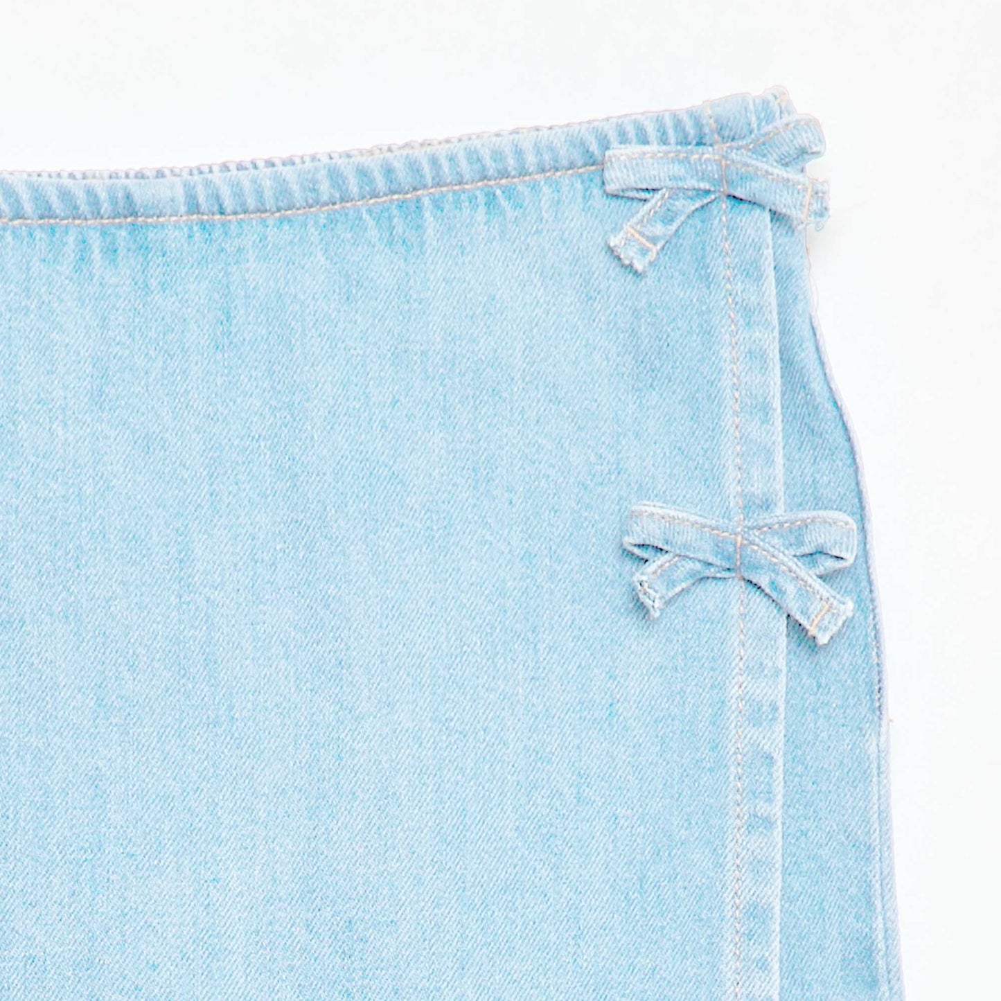 Denim Mini Skort with Tie Details BLUE