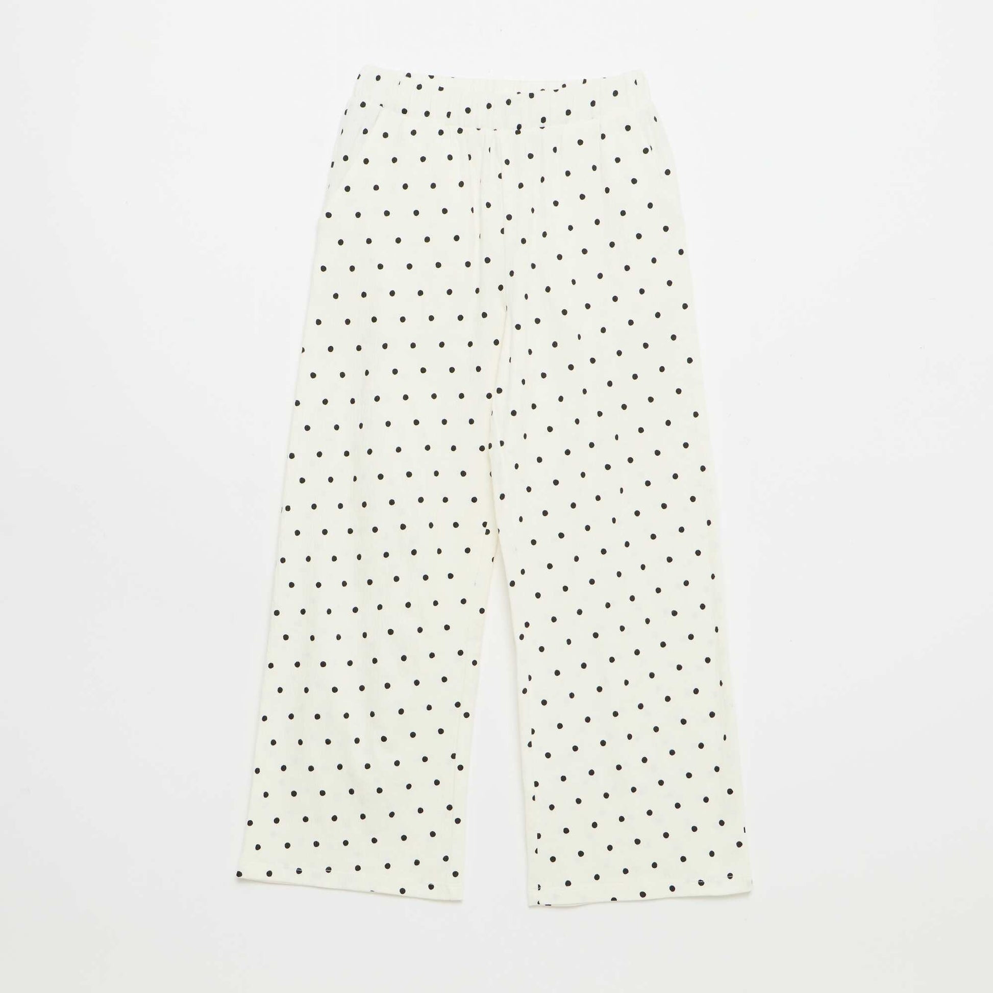 Wide Crêpe Knit Trousers WHITE
