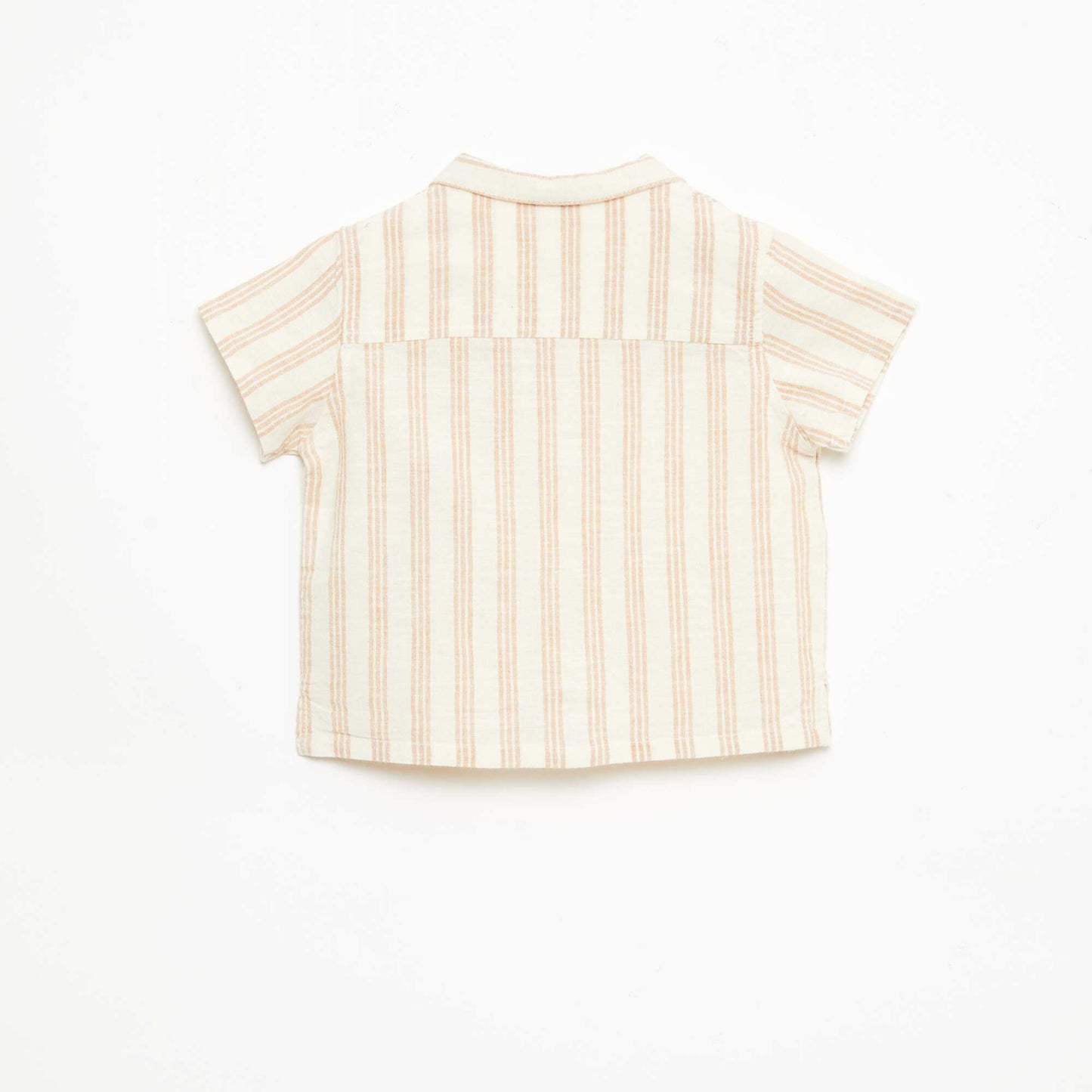 Short-Sleeved Cotton-Linen Blend Shirt BEIGE