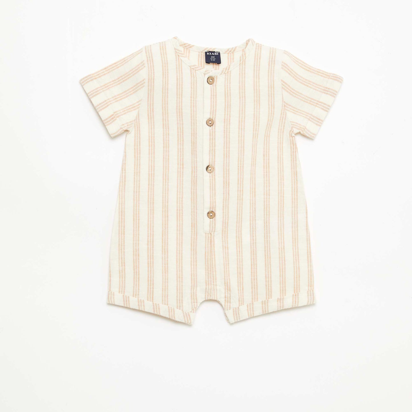 Cotton and Linen Blend Short Jumpsuit BEIGE