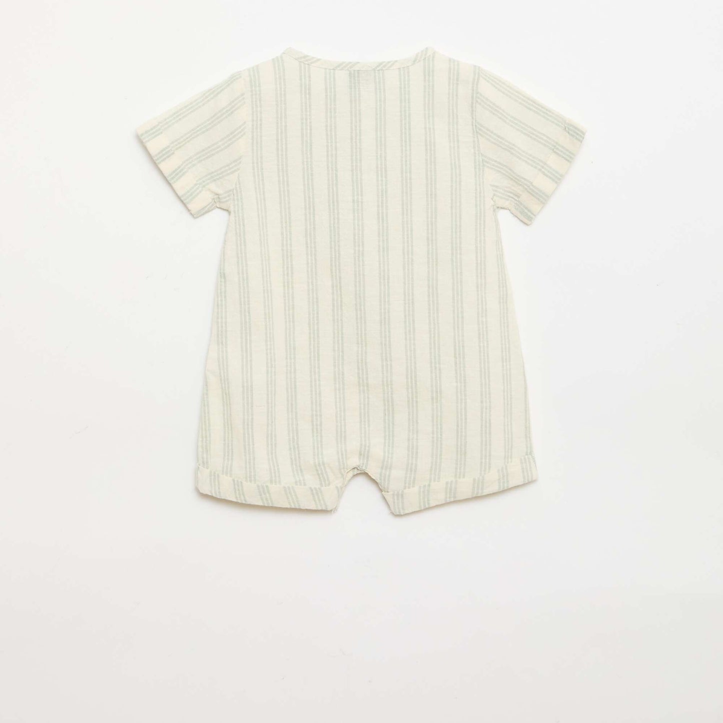 Cotton and Linen Blend Short Jumpsuit GREEN
