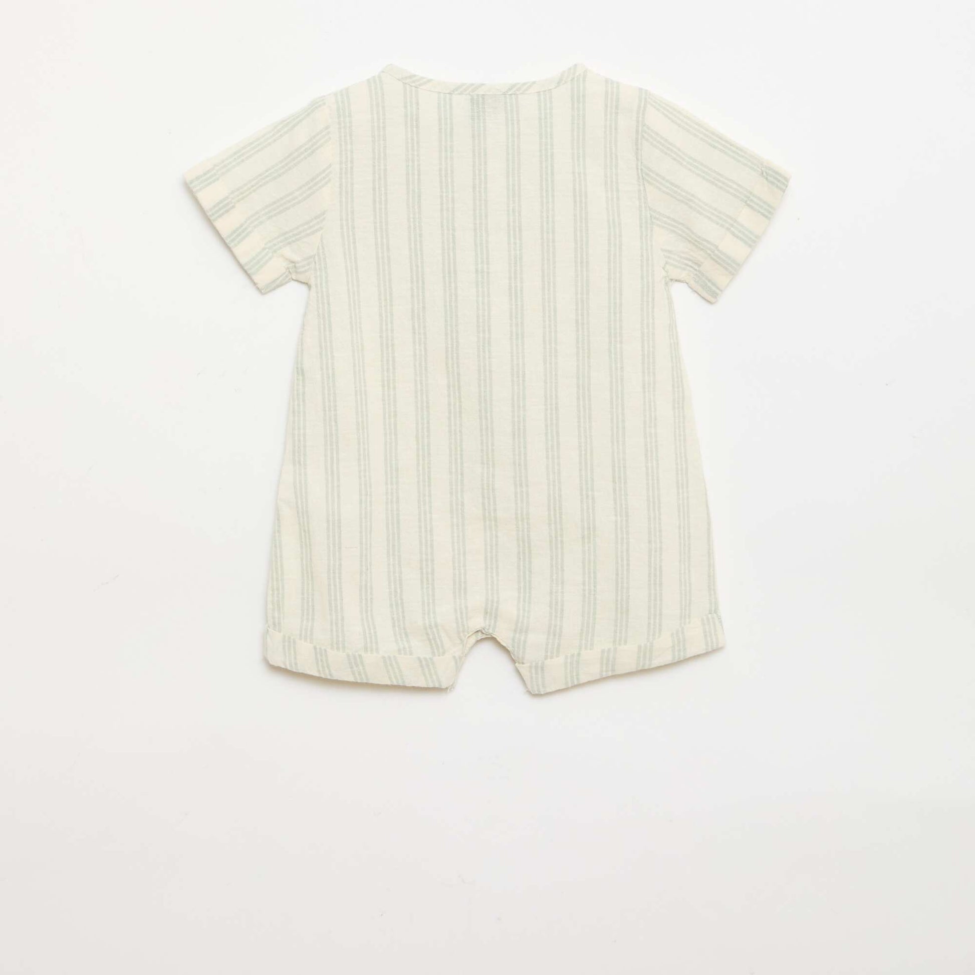 Cotton and Linen Blend Short Jumpsuit GREEN
