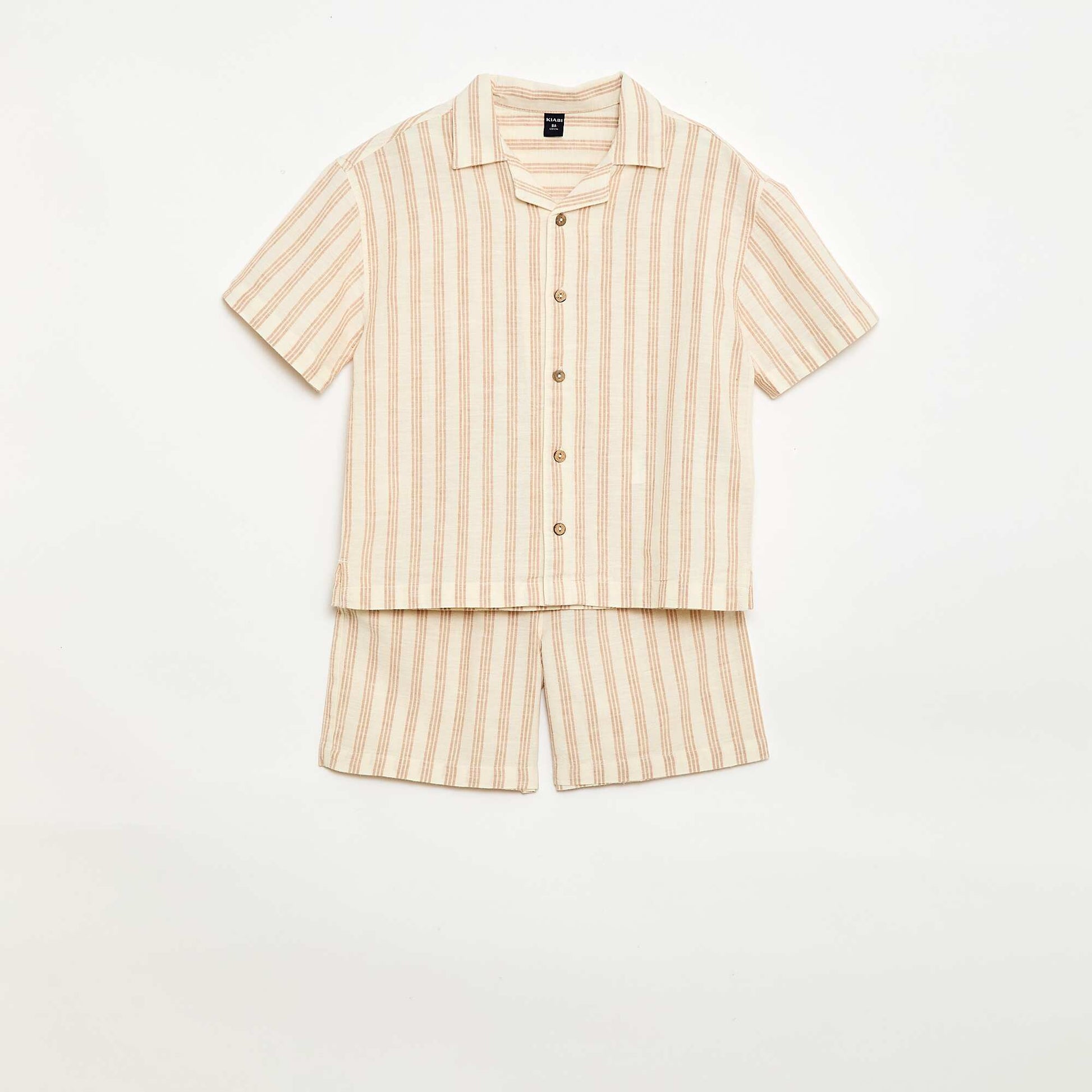 Striped shirt and shorts set BEIGE