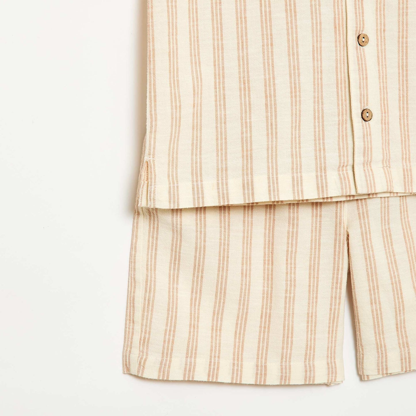 Striped shirt and shorts set BEIGE