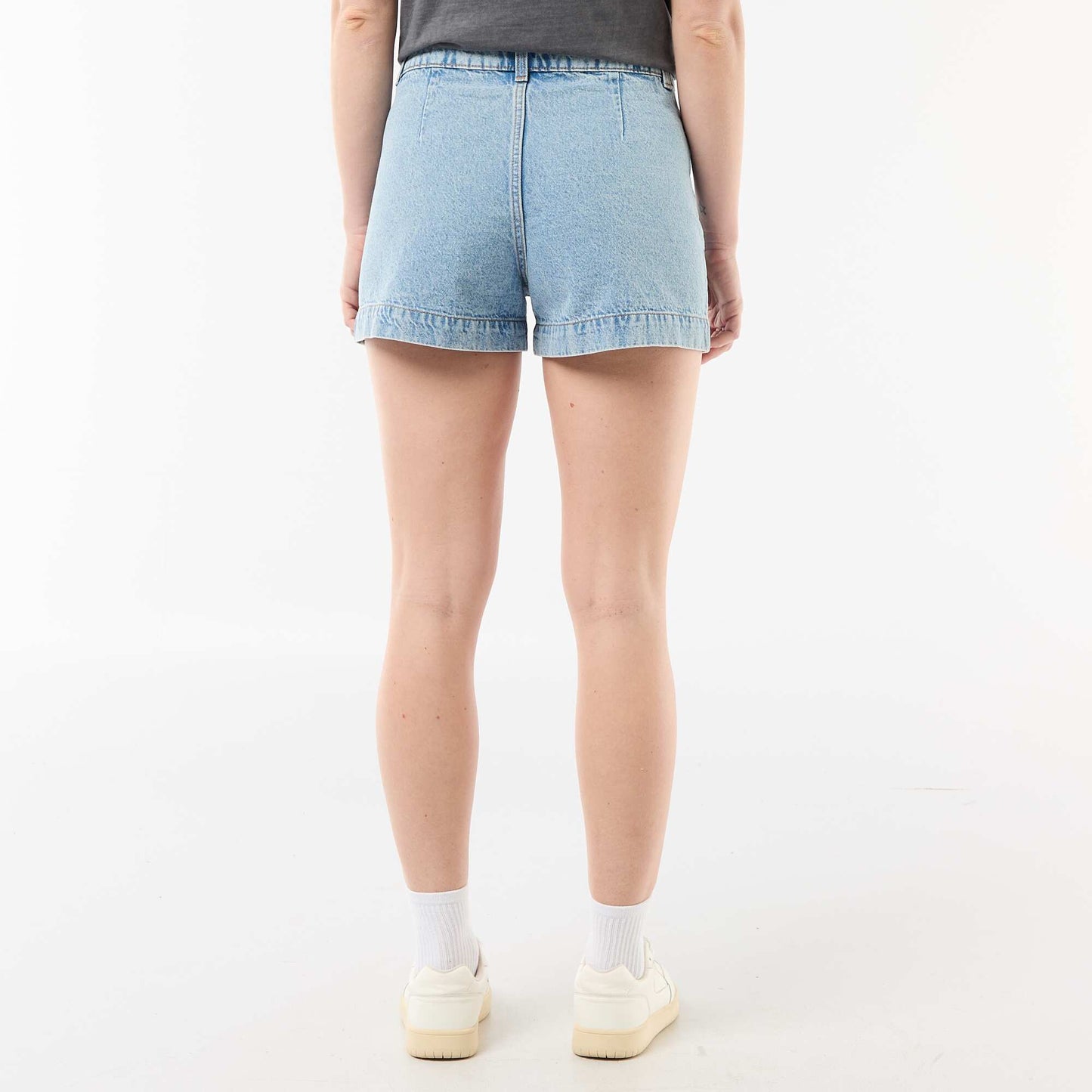 Denim shorts with braided pockets BLUE