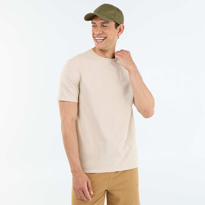 Plain Short-Sleeved T-Shirt BEIGE