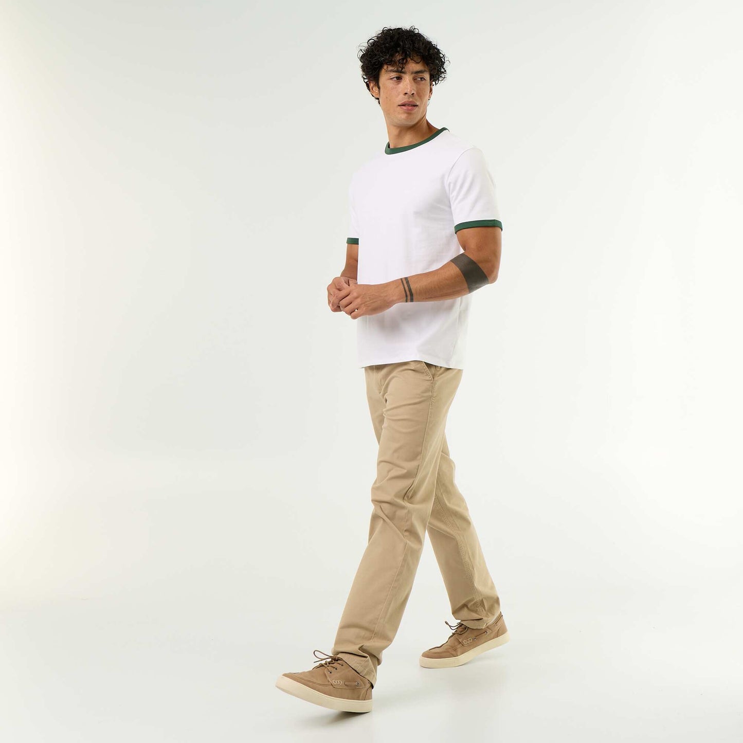 Short-Sleeved T-shirt with Contrasting Trim GREEN