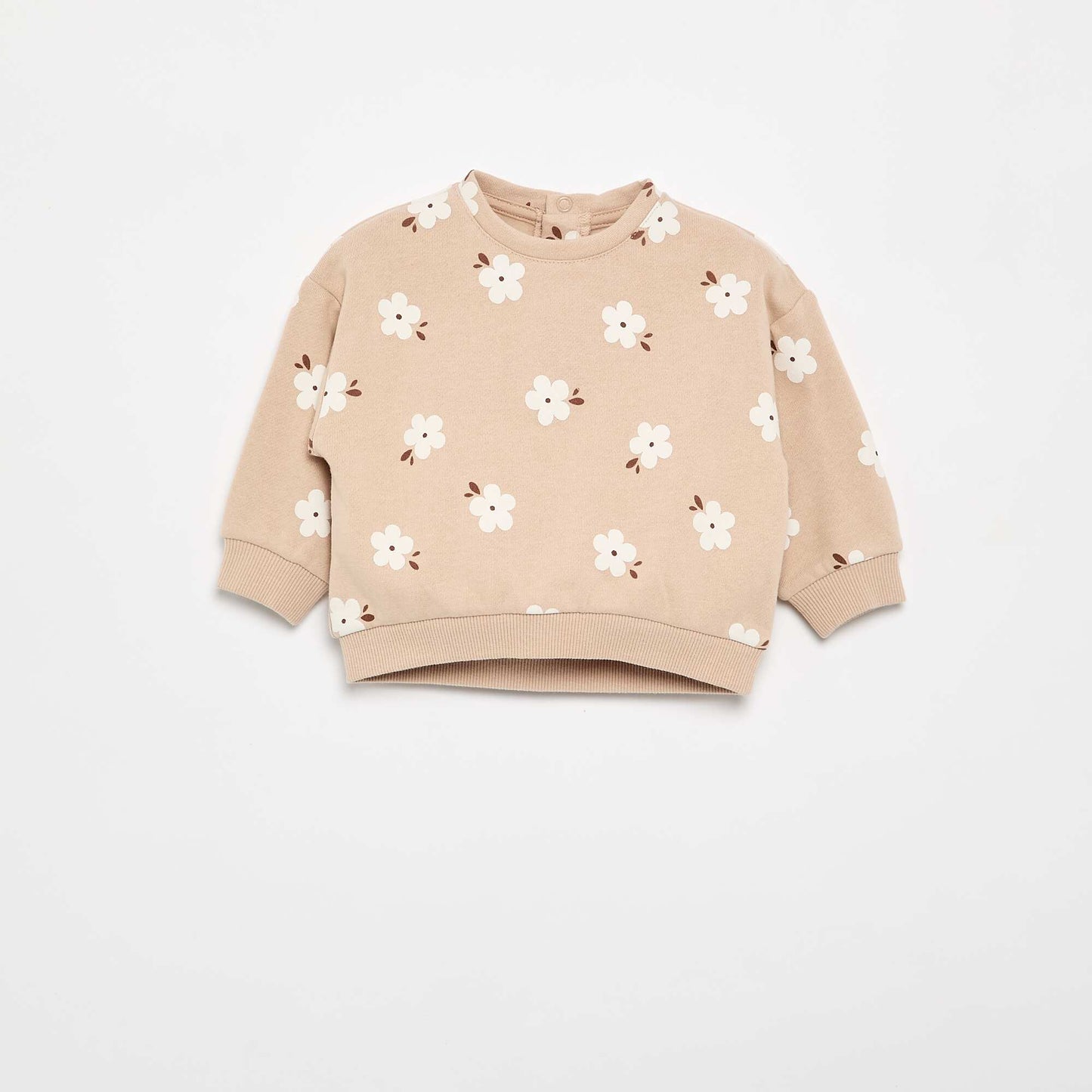 Patterned Fleece Sweatshirt BEIGE