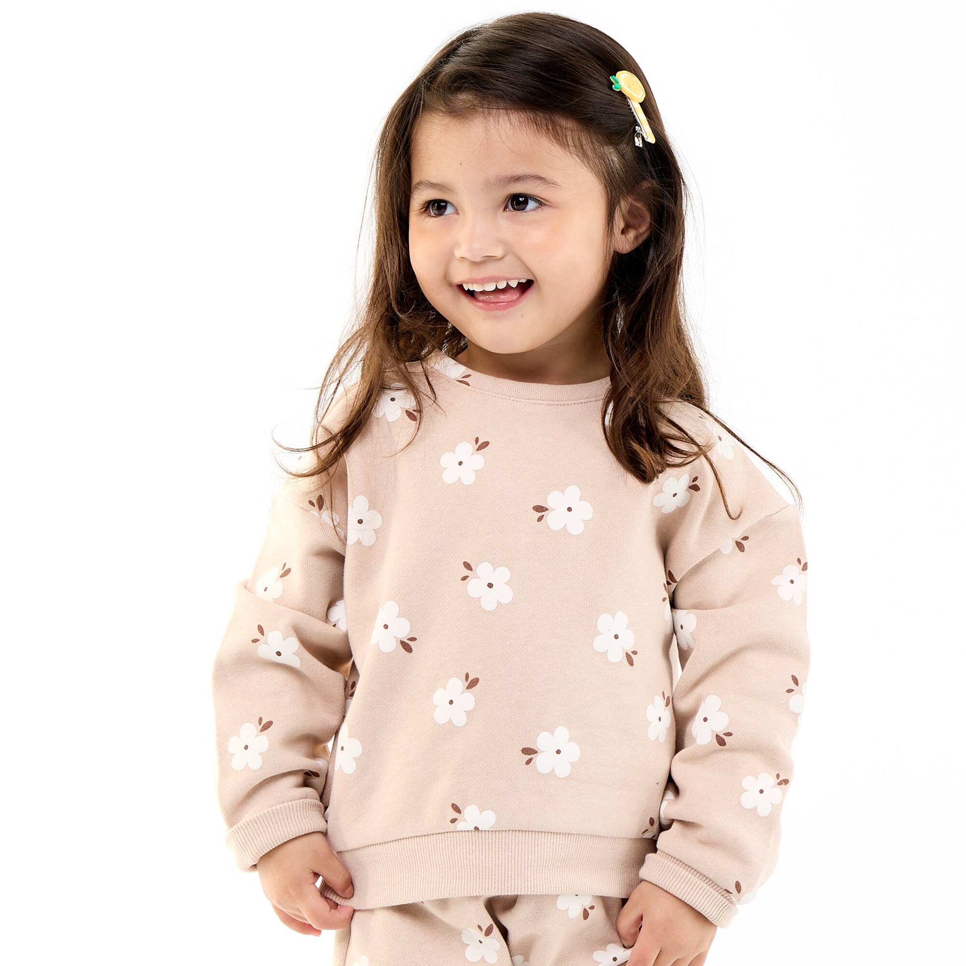 Patterned Fleece Sweatshirt BEIGE