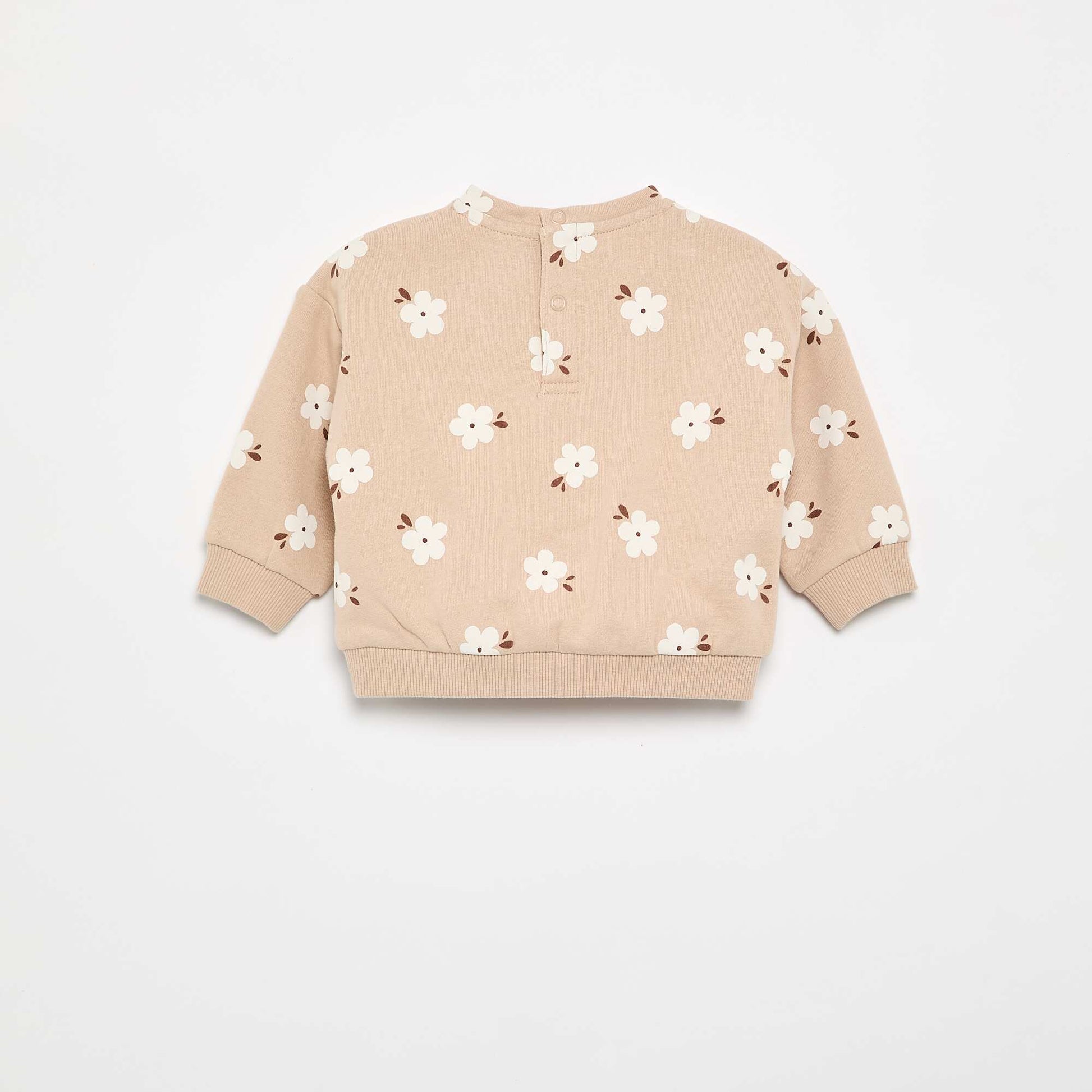 Patterned Fleece Sweatshirt BEIGE