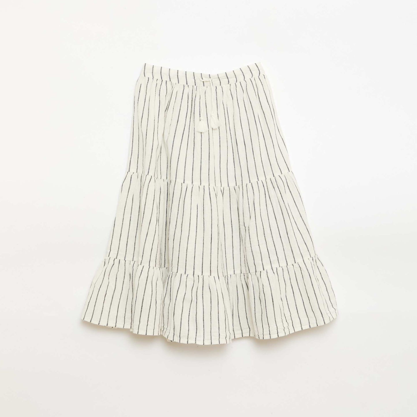 Long striped ruffled skirt WHITE